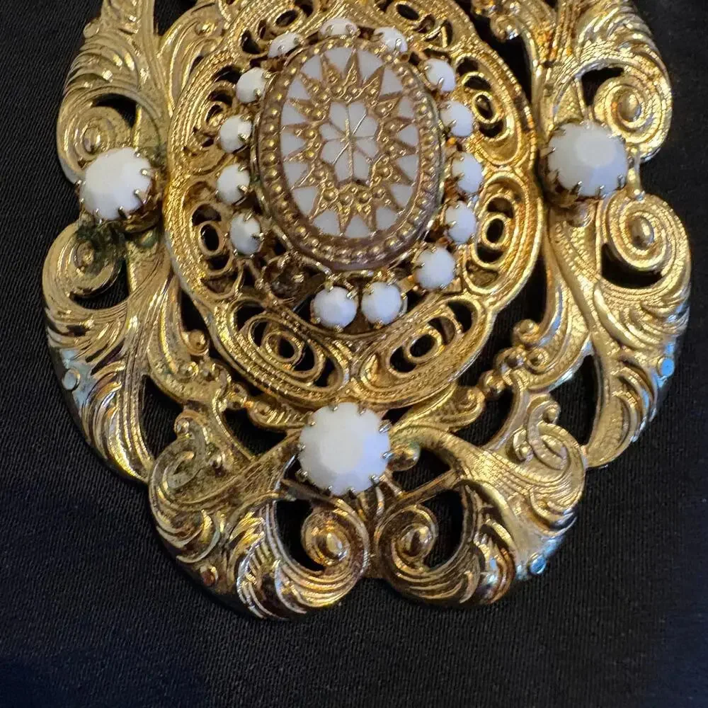 Vintage Hobe Double Strands Gold Tone Bohemian Statement Beaded Chain Necklace - Picture 6 of 9